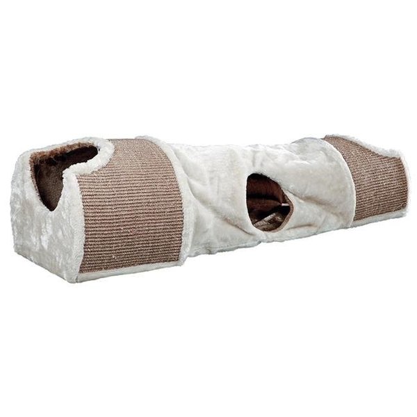 Fly Free Zone,Inc. Plush Nesting Tunnel for Cats; Light Gray & Brown FL700197